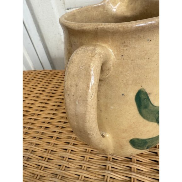 Antique 1910s Stoneware Milk Water Pitcher Yellow Tulips Farmhouse Primitive - Picture 15 of 15